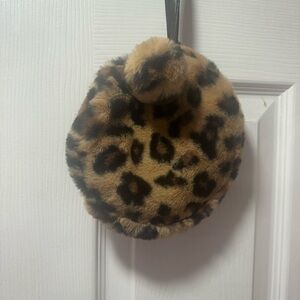 Leopard Print Furry Cosmetic Bag